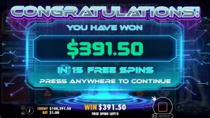 Tampilan visual futuristik dan neon dari slot Crypto Genesys