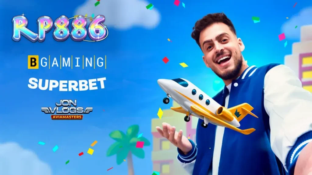 Tampilan visual game Jon Vlogs Aviamasters dengan latar belakang kota ikonik